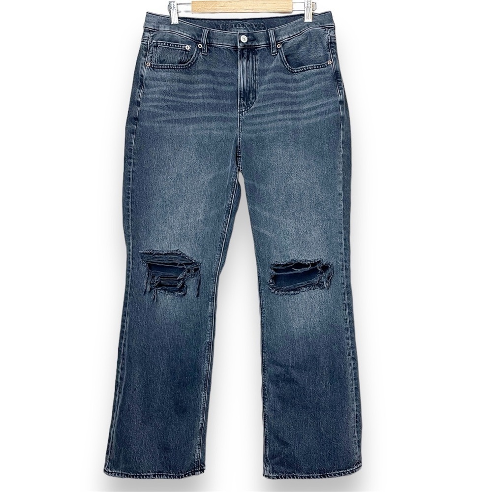American Eagle 90s Bootcut‎ Jeans 12 black distressed high rise boot cut ripped